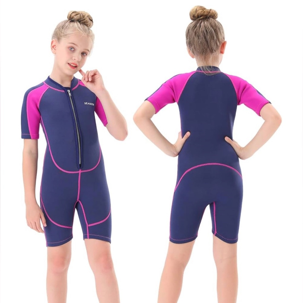 Seaskin Kids Wetsuit for Boys Girls Toddlers, 2mm Front Zipper Shorty Wetsuits 4